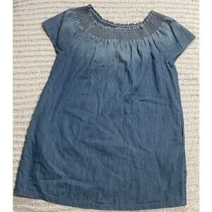 Current Elliot Madeline Chambray Shift Dress Womens Sz 2 Blue Cap Sleeves Denim